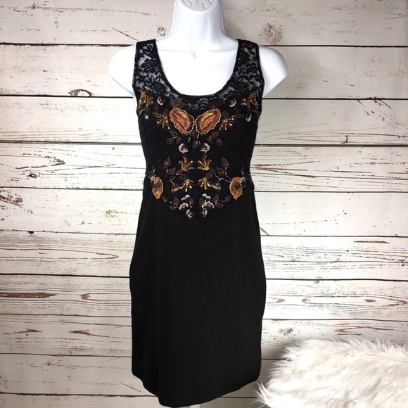 Free People Dresses & Skirts - Free People black beaded lace dress size M New!